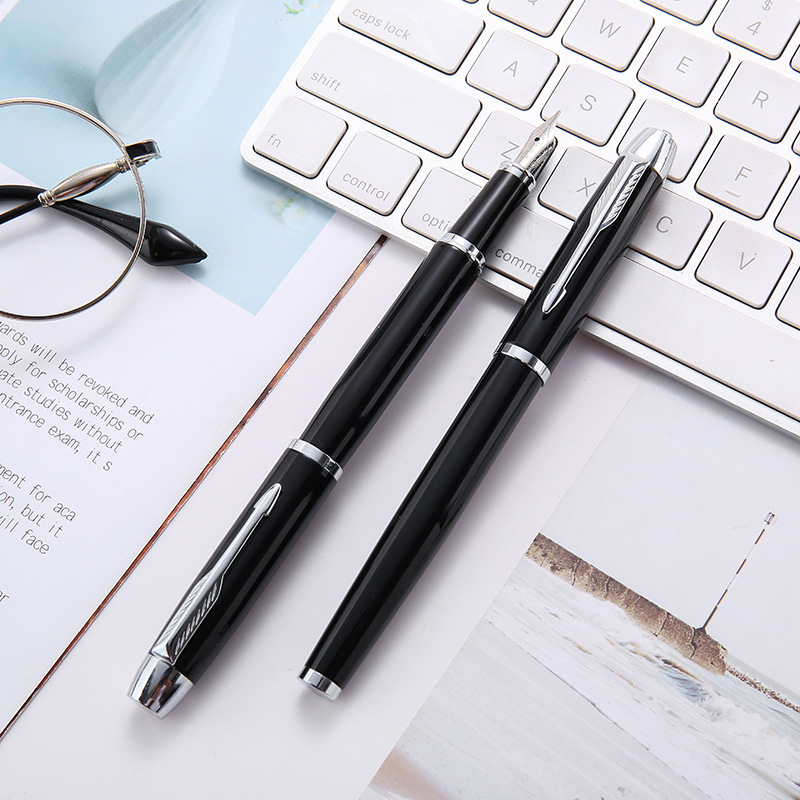 Business Office Metal Ink-Absorbing Black Pen Advertising Gift Metal Gel Pen Signature Pen Logo Printing