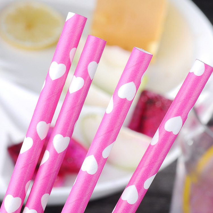 pla吸管 安倩创意艺术可降解牛皮纸吸管 一次性爱心奶茶冷饮吸管