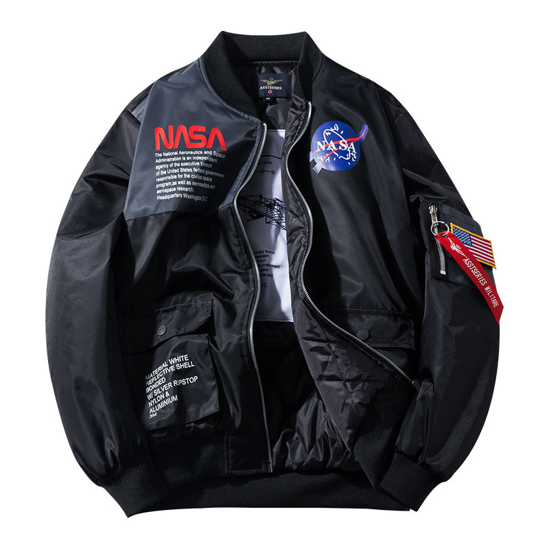 2019 Winter Amazon New Men's Cotton Clothes Nasa Joint Pilot Stand Collar Jacket plus Size Couple Workwear