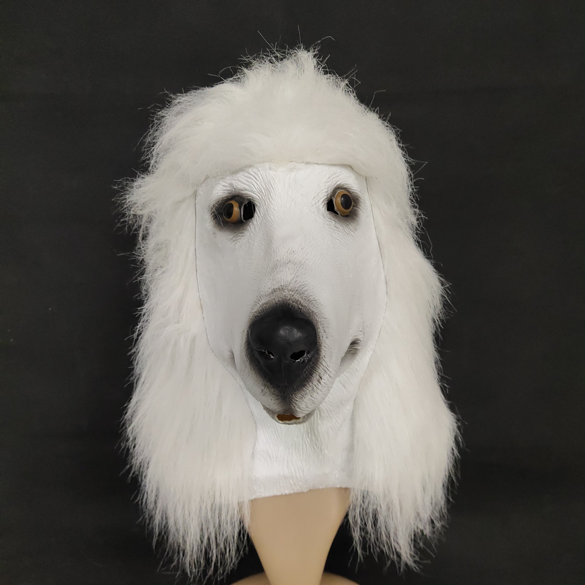 热销贵宾犬面具动物狗乳胶头套万圣节狗头化妆派对道具厂家直销