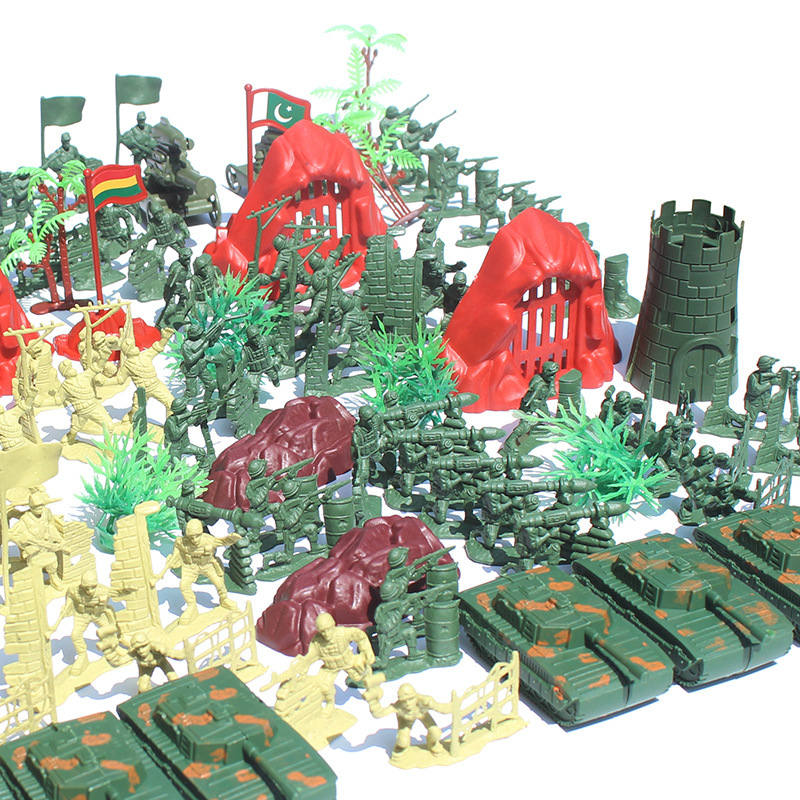 野战兵人部队套装140件套儿童军事模型玩具沙盘场景 跨境厂家批发