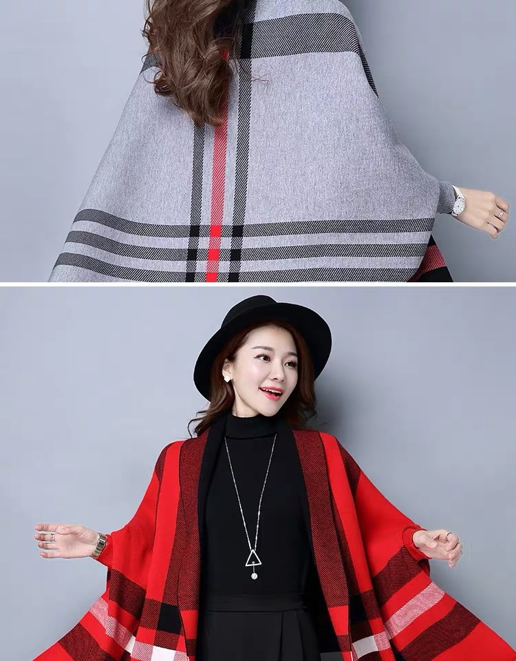 春秋冬季新款带袖子披肩羊毛开衫双面中长款斗篷外套百搭显瘦保暖