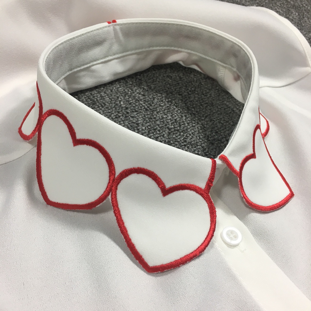 秋冬新款爱心雪纺衬衫假领子 女式刺绣心形服装装饰假领衬衣衣领