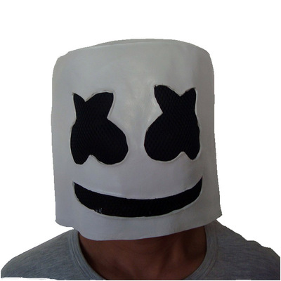 百大电音节棉花糖dj头套 marshmello 万圣节面具直播搞笑舞会道具