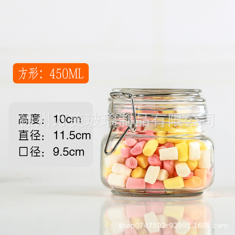 Buckle Glass Jar Tea Bottle Large Kimchi Jar Storage Bottle Transparent Honey Pot Pickles Bottles Glass Density