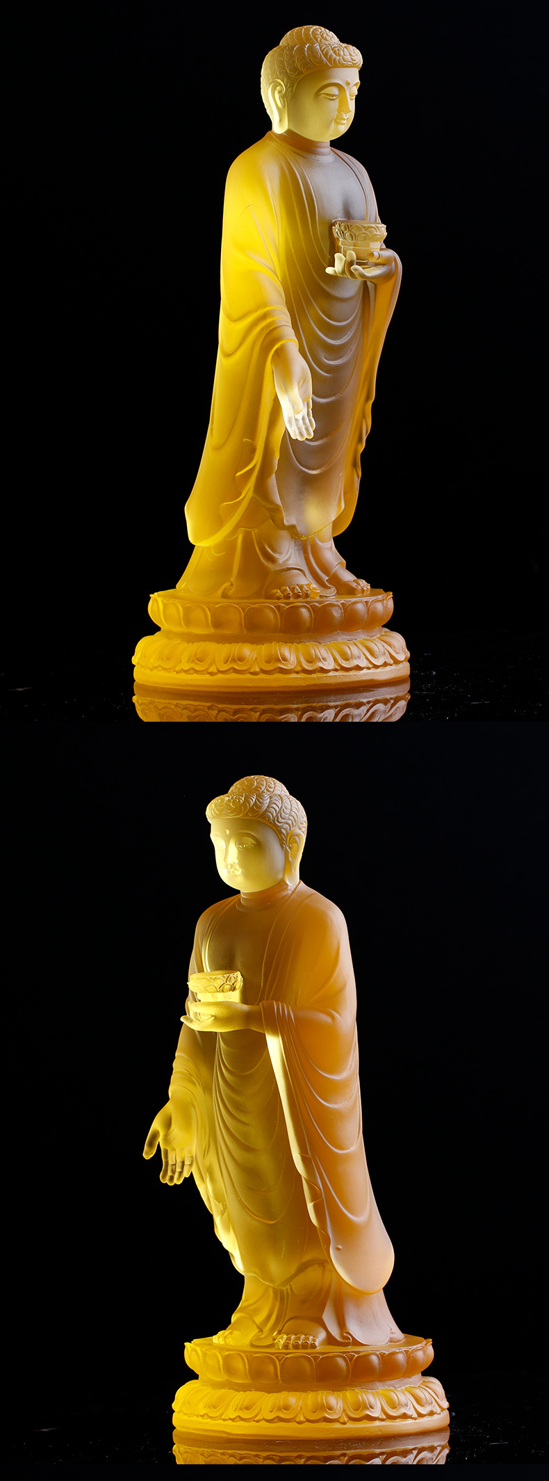 琉璃阿弥陀佛佛像佛堂佛教寺庙供奉站立站像佛像摆件