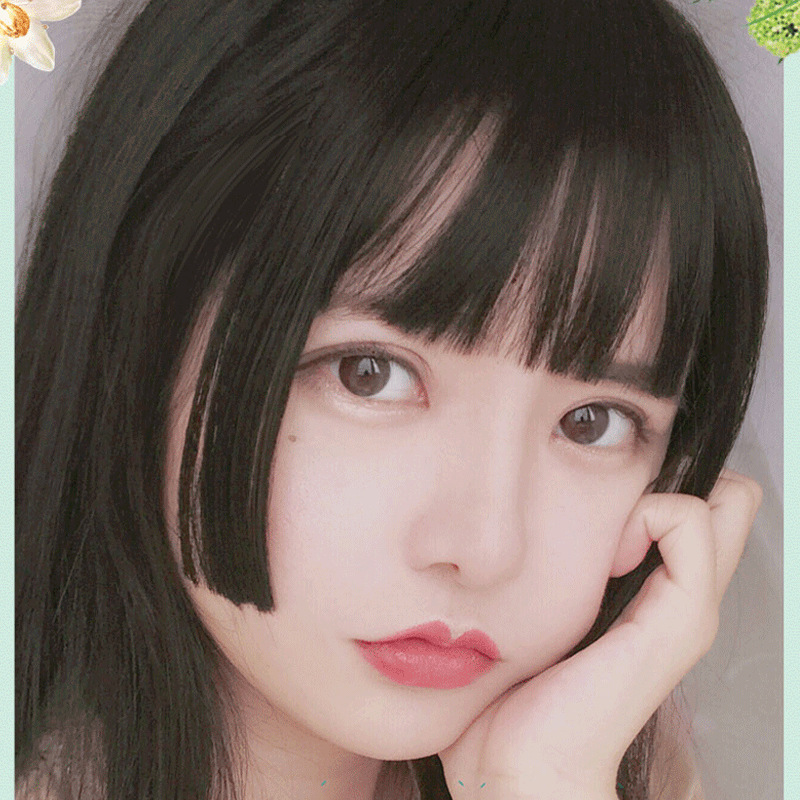 真发丝二次元假刘海 真3d齐刘海姬发式 公主切修脸网红抖音假发片