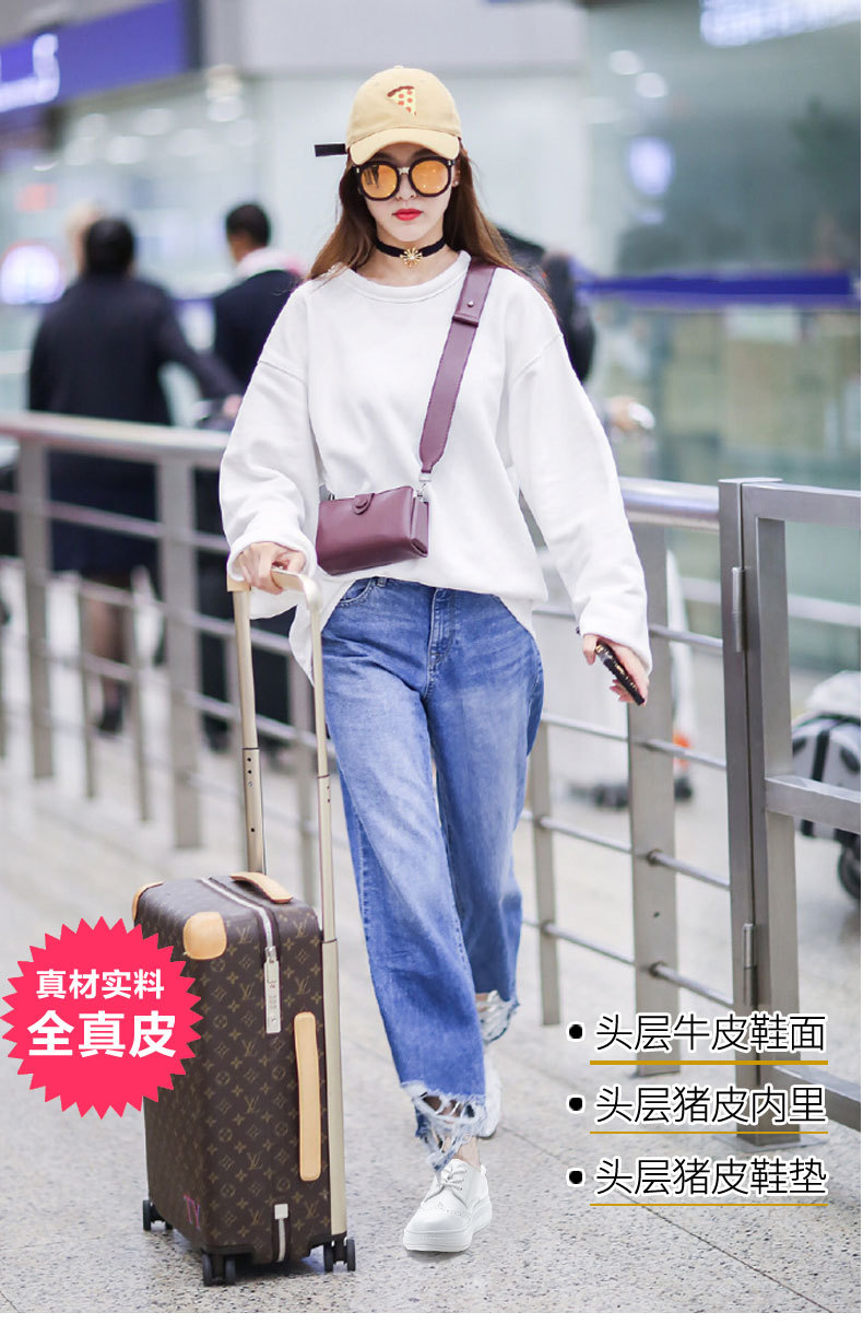 四季新款布洛克女鞋真皮单鞋 女平底系带圆头英伦风休闲鞋