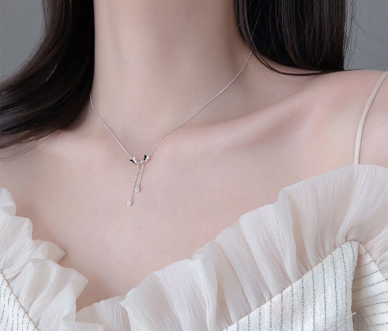 气质流苏锁骨链女森系学生韩版链百搭仙女吊坠礼物双蝴蝶项链批发