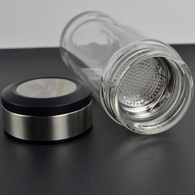 亚泰双层玻璃杯男女商务便携带茶隔办公茶水杯双层隔热加厚底杯子