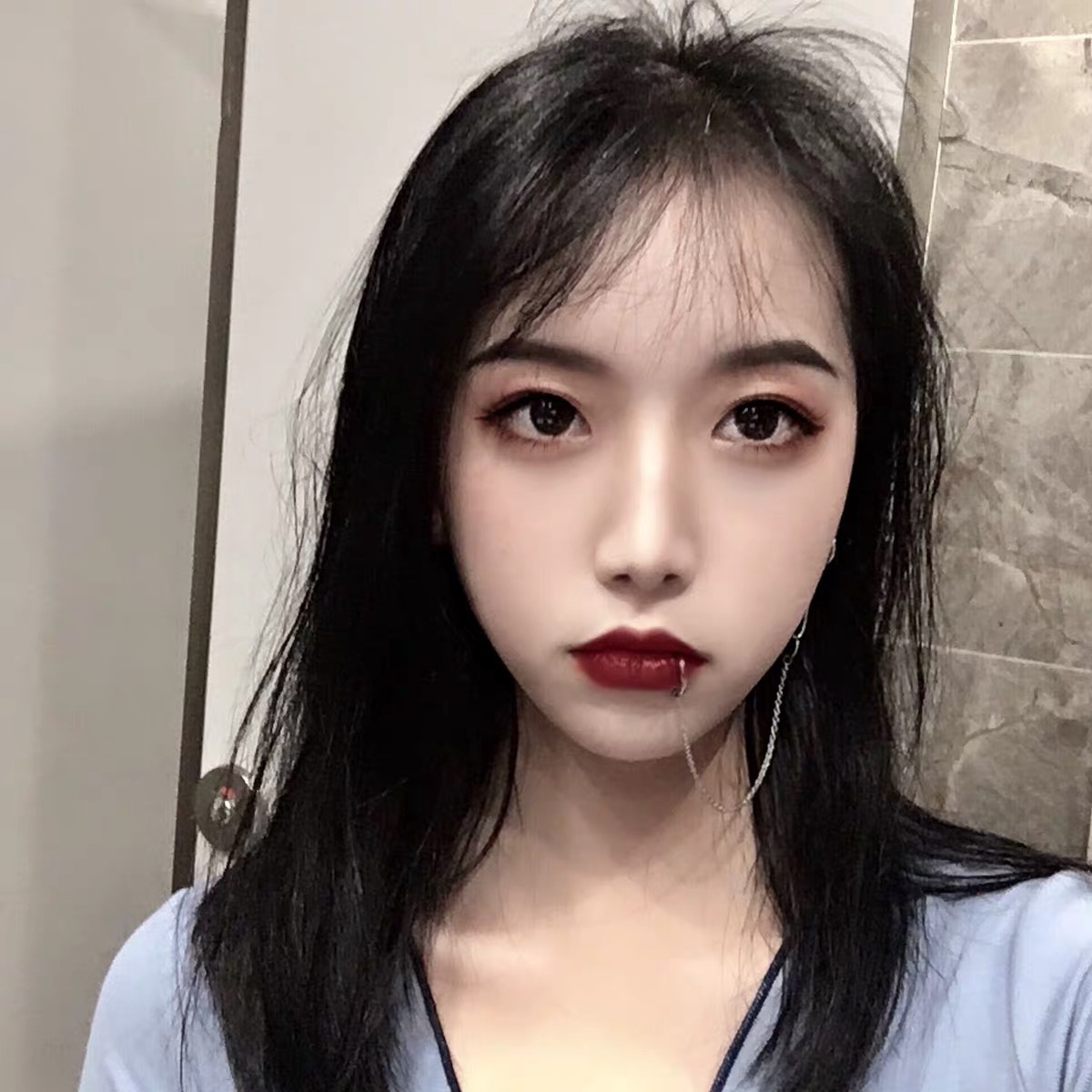 网红朋克风土酷个性耳环唇链鼻链一体式无需穿孔唇环 耳环耳夹款