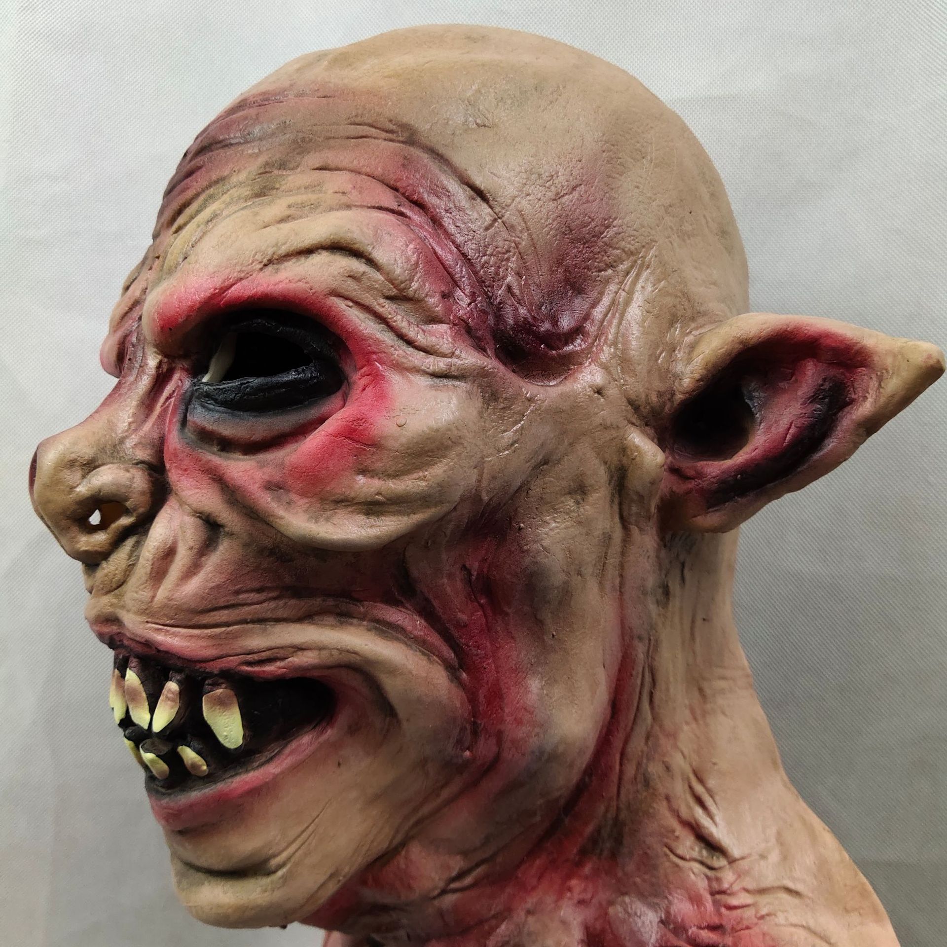 万圣节跨境乳胶头套长款面具吸血蝙蝠怪兽魔兽狼人头套道具犀牛人