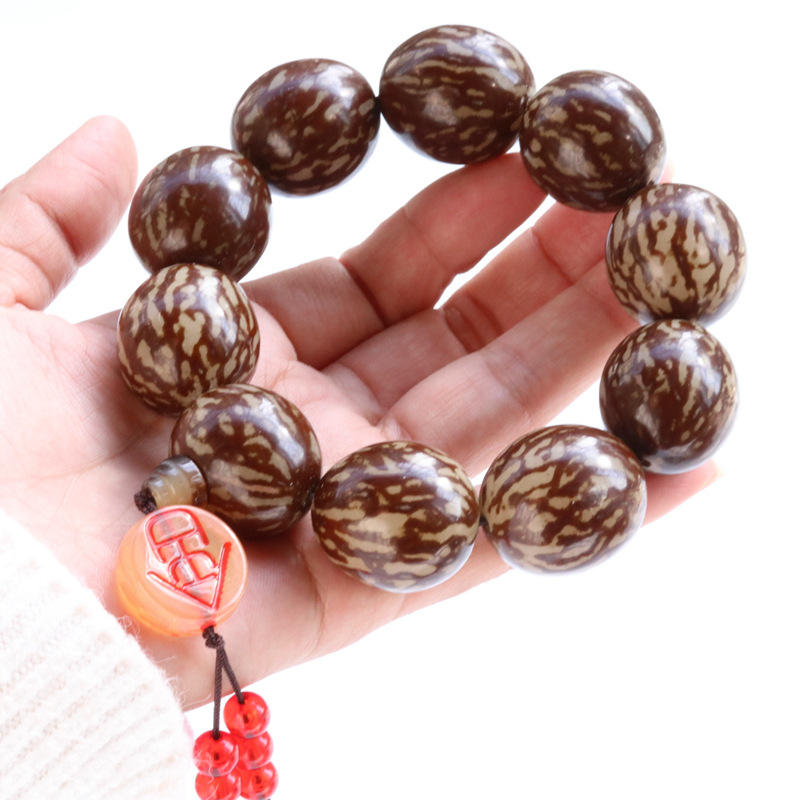 2-2.5虎斑花根菩提手串 虎皮纹花菩提根佛珠 热销文玩diy手链