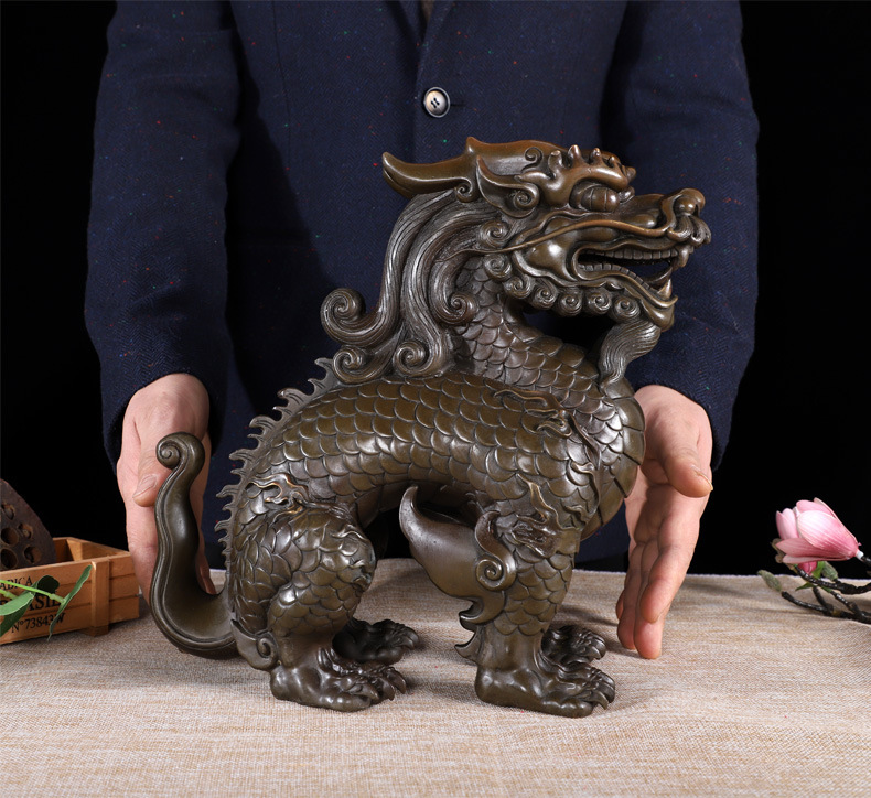 纯铜麒麟摆件 工艺品全铜故宫华表麒麟家居装饰品摆件 礼品铜麒麟
