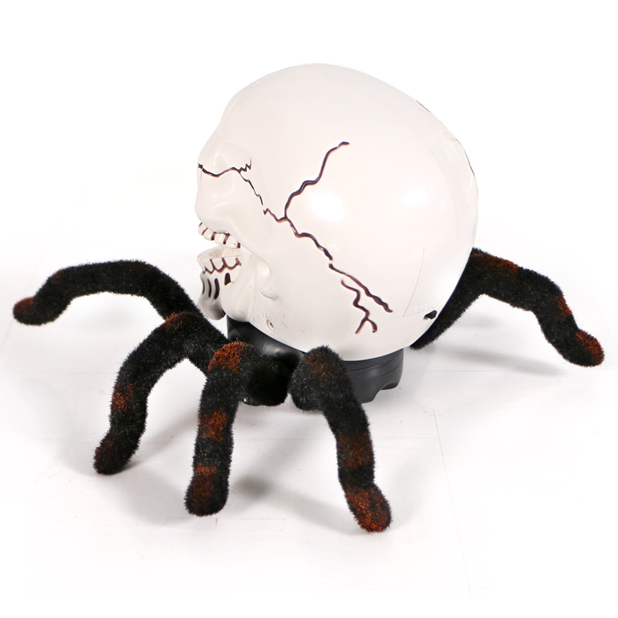 红外线遥控骷髅蜘蛛万圣节整蛊玩具 带灯光恐怖骷髅蜘蛛 恶搞新品
