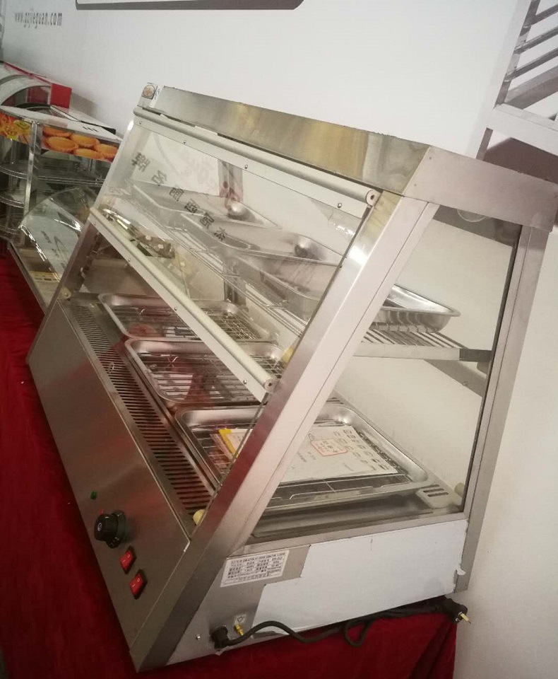 杰冠dh-2x4双层保温陈列柜 炸鸡汉堡保温柜 前后门热风循环保温柜