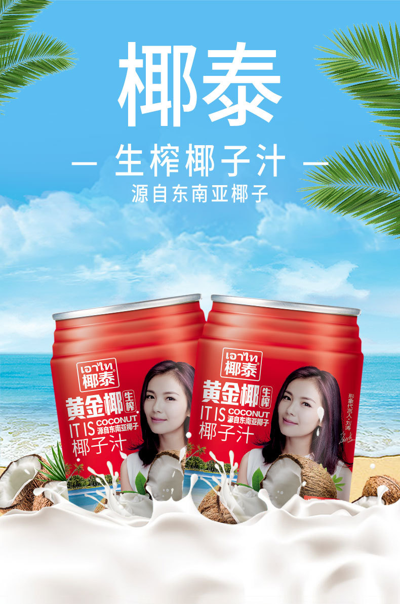 椰泰黄金椰 椰子汁马蹄罐 245ml*16罐 整箱 招商代理批发
