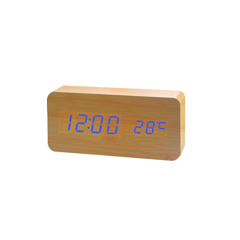 Source Manufacturer Led Wooden Clock Electronic Clock Creative Wooden Digital Clock Voice Control Thermometer Electronic Alarm Clock