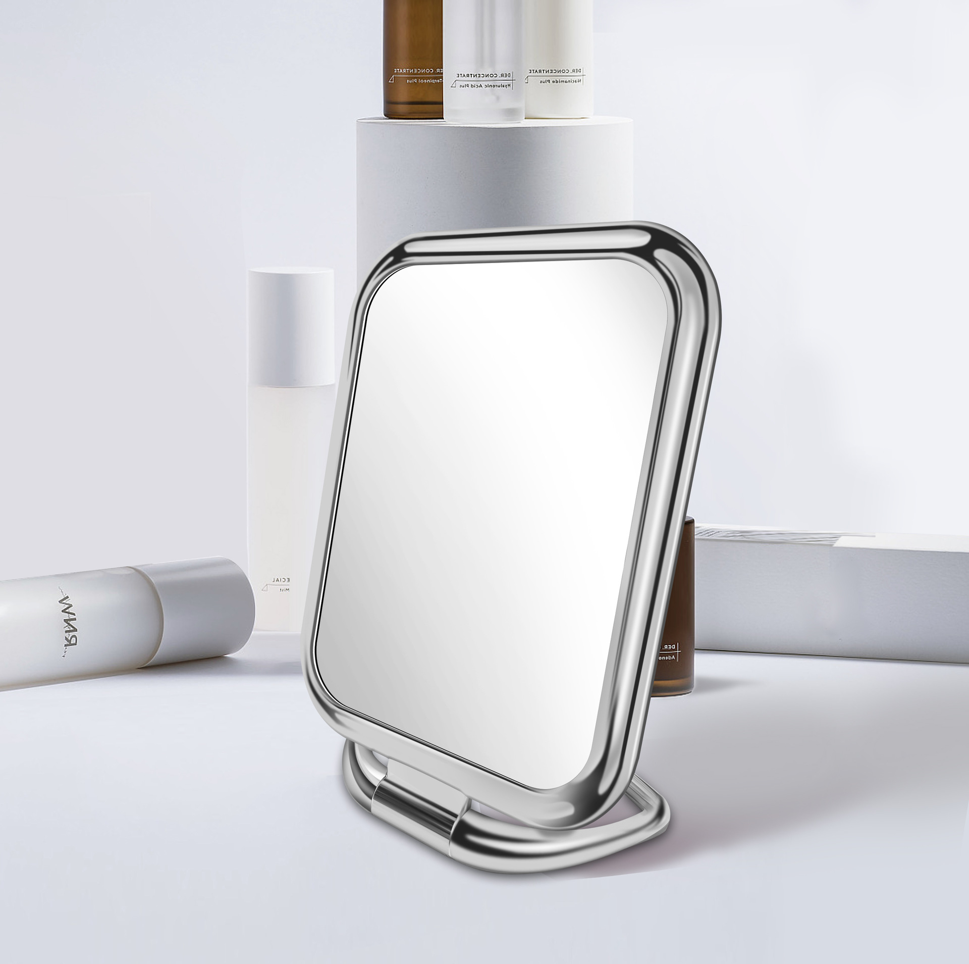 电镀折叠镜宿舍化妆镜 厂家批发 手柄镜 美容院专用手拿镜子