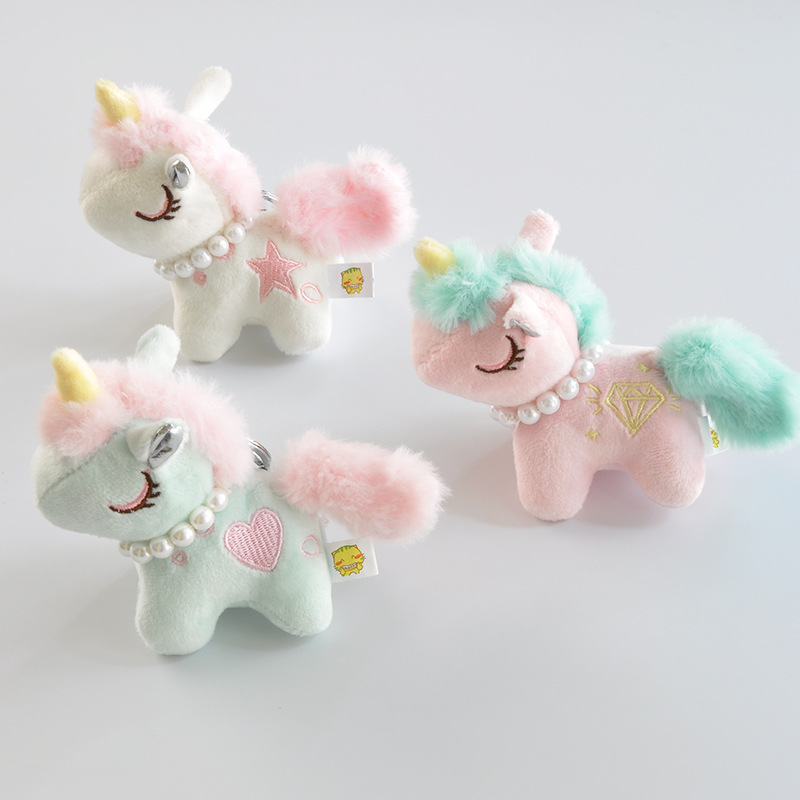 INS Doll Origin Supply Pink Girl Heart Pearl Unicorn Plush Toy Key Chain Pendant Wholesale