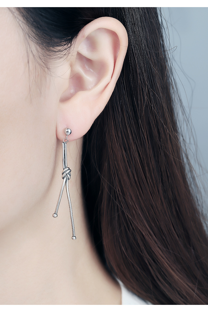 925纯银银耳钉女复古简约小巧耳坠韩国气质个性小众设计耳环耳饰