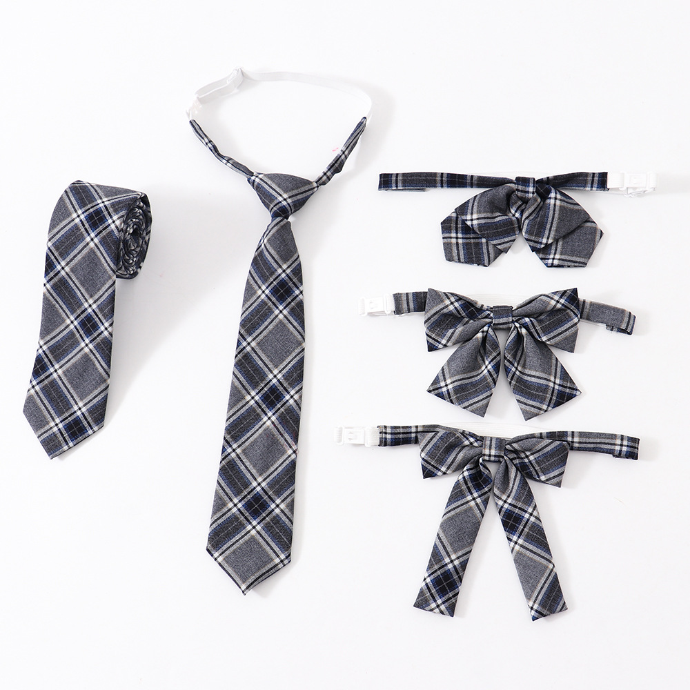 新款jk制服领带学生jk制服蝴蝶结衬衫制服配件灰格领结