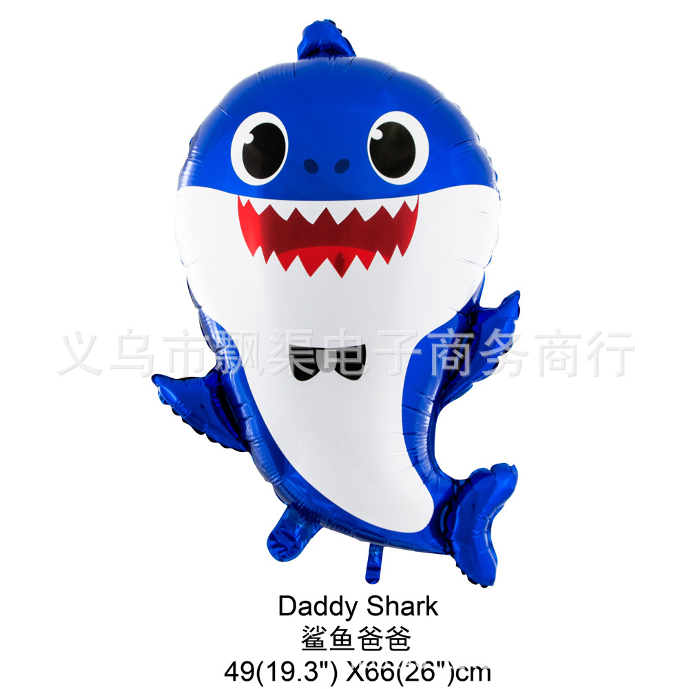 baby shark气球 鲨鱼宝宝爸爸妈妈一家三口卡通充气玩具海洋动物