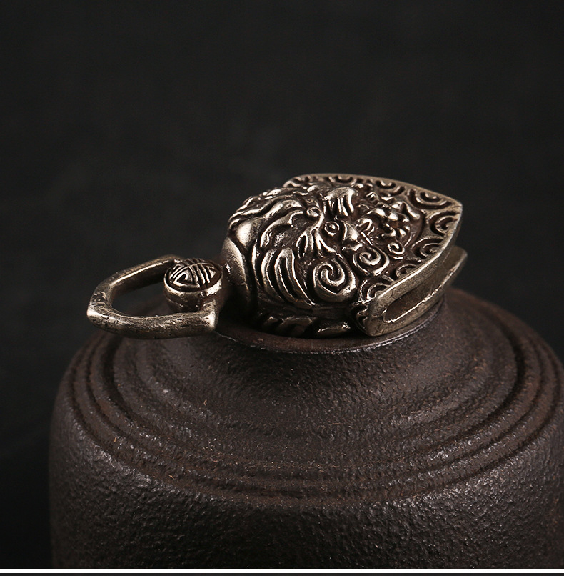 圣诞树装饰纯黄铜谛听铃铛汽车钥匙扣挂件驱魔铃铛包包吊饰护身符