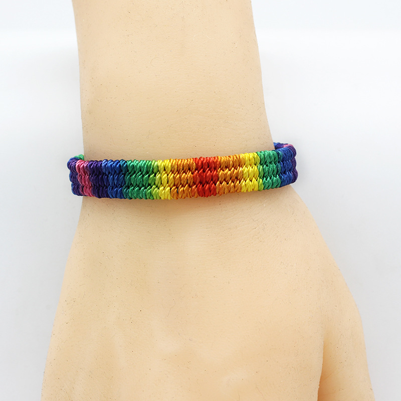 Cross-Border Hot Selling Hand-Woven DIY Basic Rainbow Multicolor Unisex Bracelet Nepal Friendship Carrying Strap