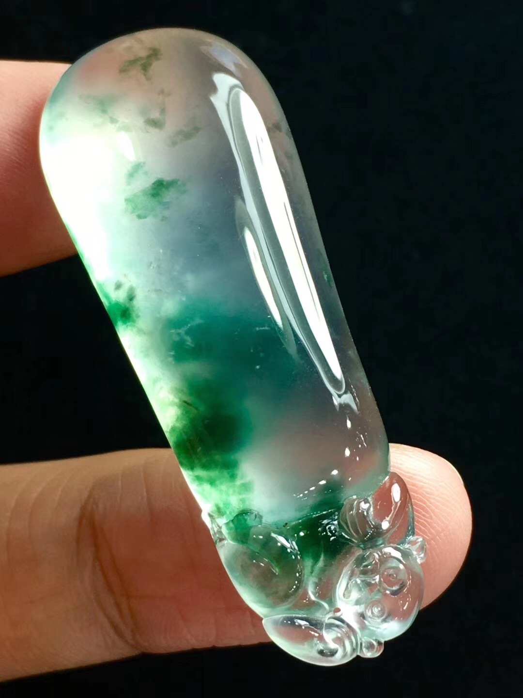 玉贵人翡翠天然翡翠a货 高品质 冰透水润 尺寸45.5*17.2*7.