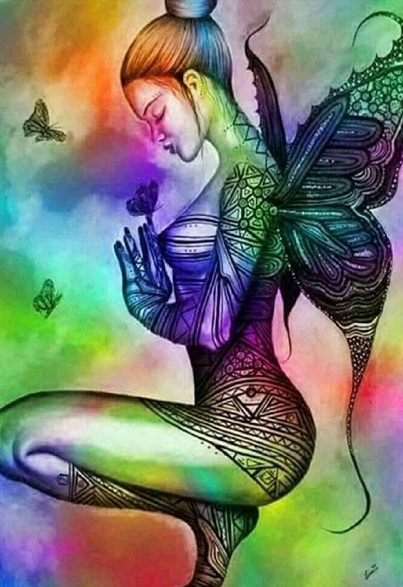 钻石画外贸5d彩色蝴蝶仙子满钻 油画diy十字绣速卖通亚马逊wish