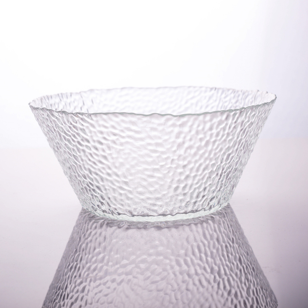 简约厨房玻璃沙拉碗料理碗锤目纹水果碗锤纹玻璃大号沙拉碗批发