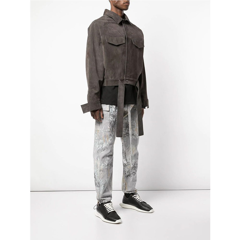 fear of god 主线第五季欧美高街麂皮绒面革fog短款衬衫夹克系带