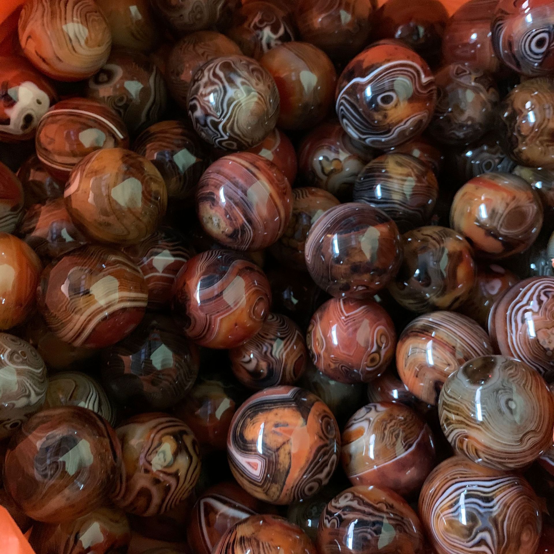 马达加斯加玉髓健身球 缠丝玛瑙手球 老年人保健球玉石手把件