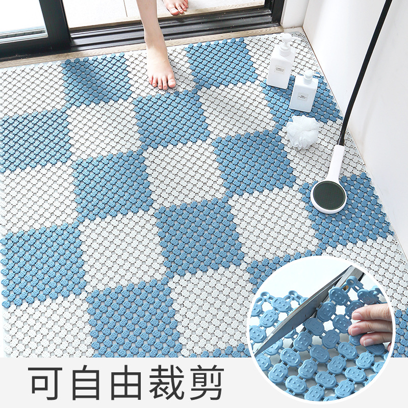 Diy Household Bathroom Non-Slip Mat Simple Hollow Water-Proof Cutting Bathroom Shower Room Fully Covered Pvc Floor Mat