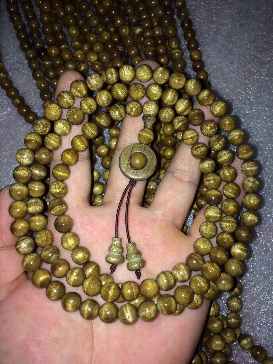 金丝楠木手串0.8 1.0老料108颗念珠手链 枯木黄料小水波 厂家批发