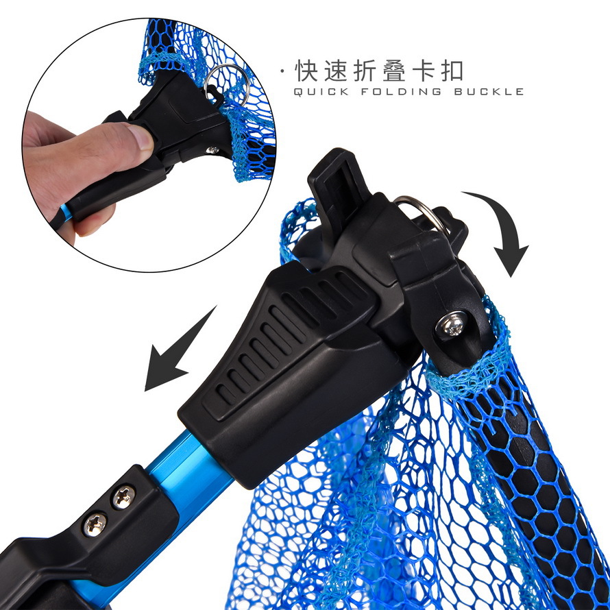 28109 LEO/ Leou [Blue Triangle Net 2 Sections Retractable] Telescopic Aluminum Alloy Flying Fishing Net pic 5
