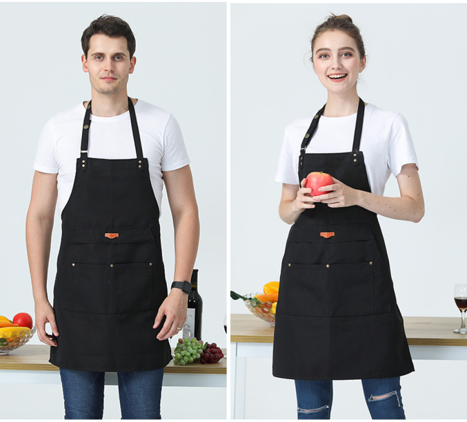 服务员工作服帆布牛仔中餐厅西餐厅围裙hy-8822价格实惠可刺绣图