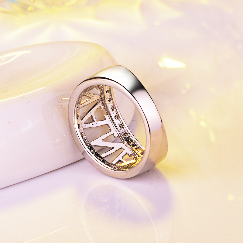 wish欧美热卖母亲节礼物nana 外祖母奶奶戒指 镀18k白金镶钻戒指