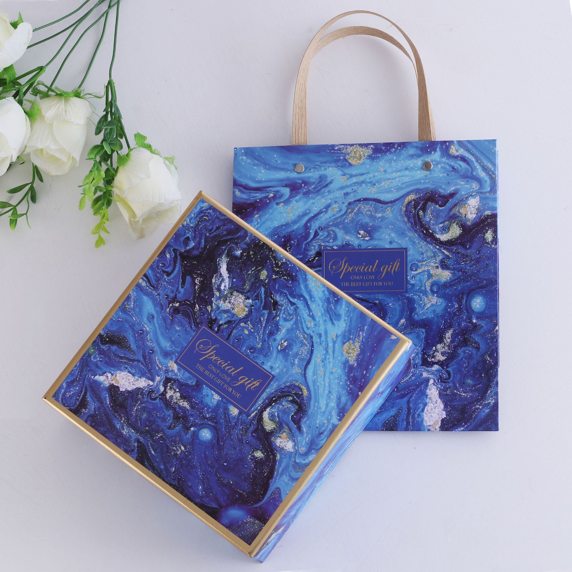 大理石伴手礼盒 伴娘回礼盒儿童生日礼物糖果盒 母亲节礼物盒