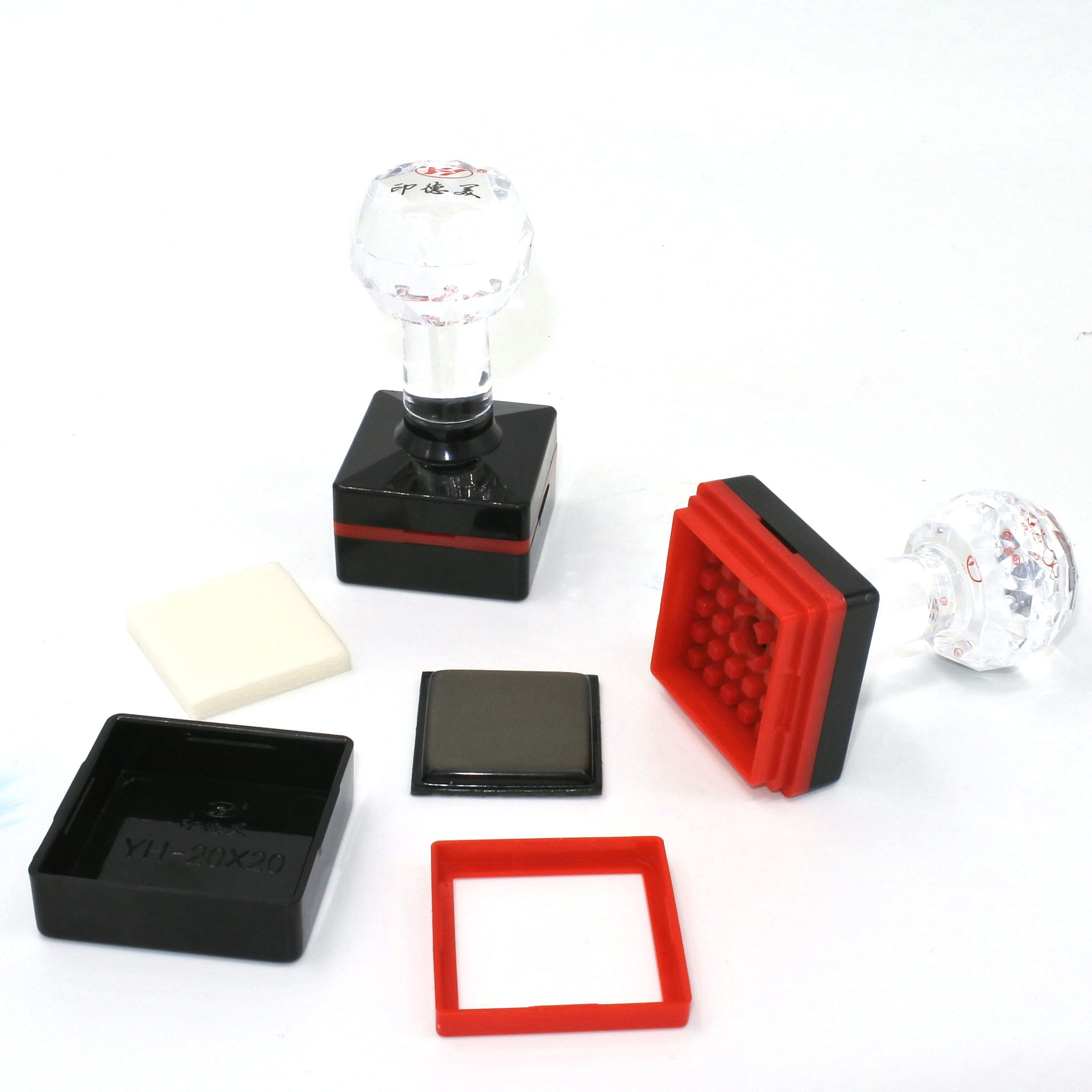 厂家授权印德美光敏章料透明水晶刻章材料正方yh光敏印章材料批发