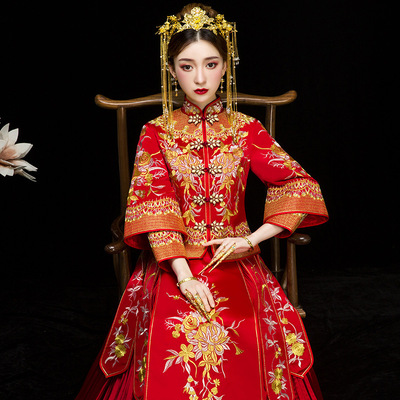秀禾服新娘2020新款龙凤褂结婚中式婚纱礼服凤冠霞帔古装敬酒服夏