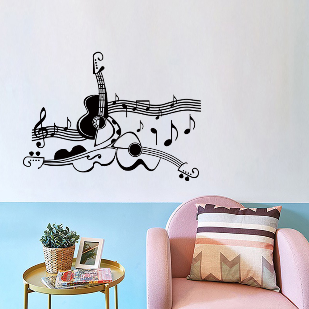yy081个性音乐吉他墙贴 卧室书房客厅寝室精雕墙贴厂家批发定制