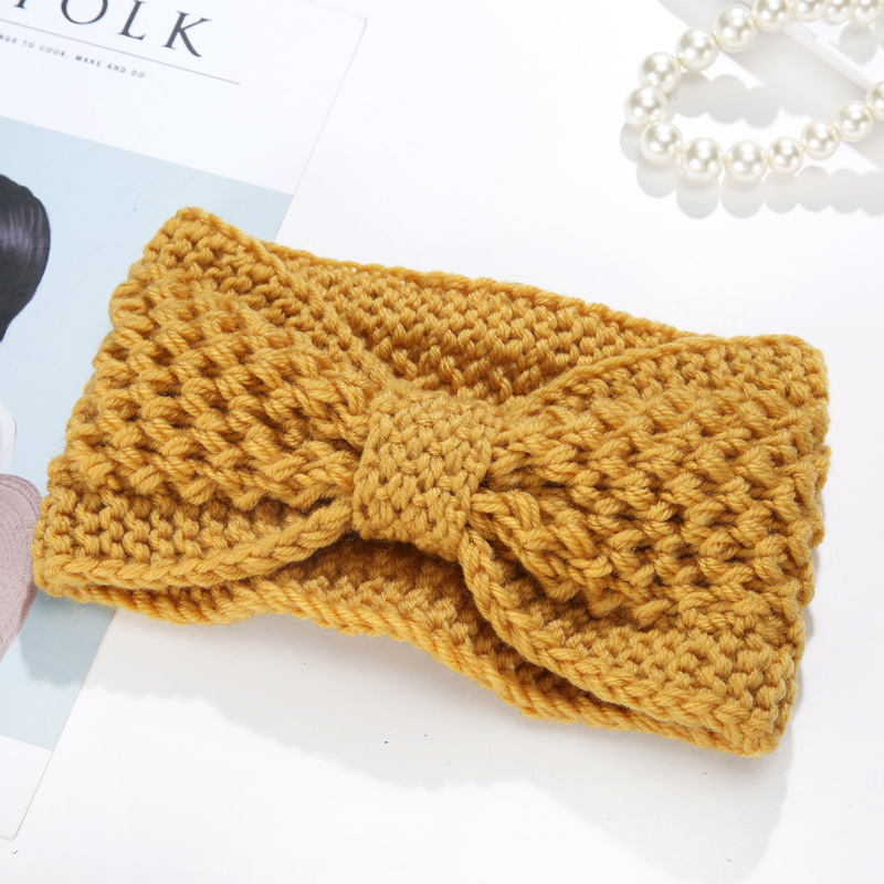 New Internet Celebrity Hair Band Knot Needle Bow Knitted Hair Band Wool Hair Band Autumn and Winter Warm Fashion Hair Band