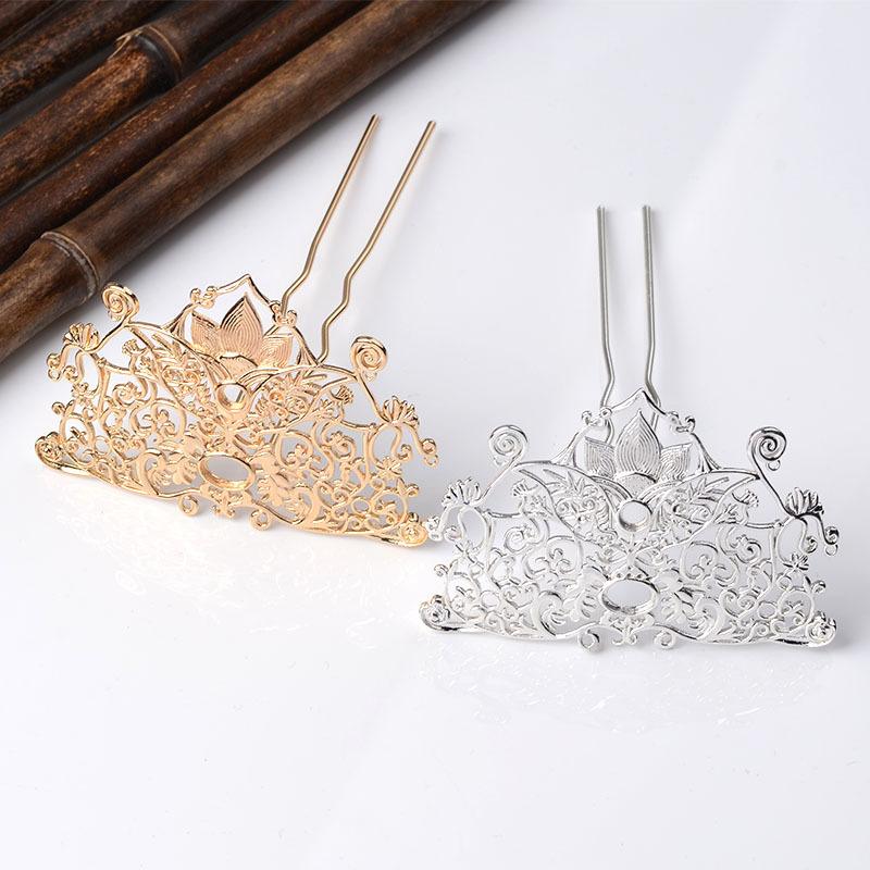 diy古风手工配件纯铜 莲花发簪凤冠发冠diy材料新娘头饰配件批发