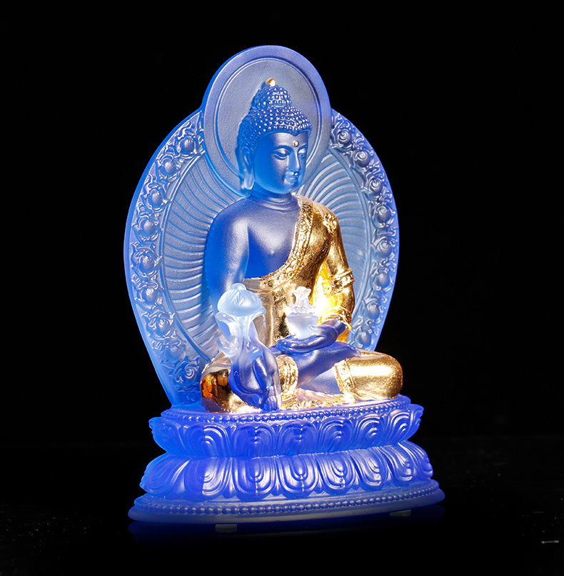 琉璃佛像药师七佛七种不同手势七色药师琉璃光如来佛像摆件