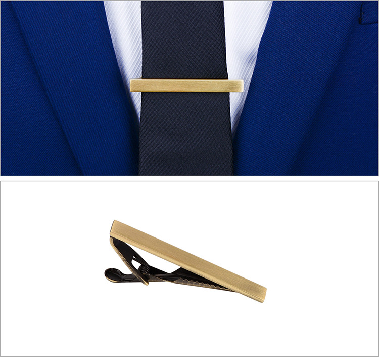 萨瓦仕衬衫青古铜光面领夹复古男士领带配件高端婚礼领带夹可定制