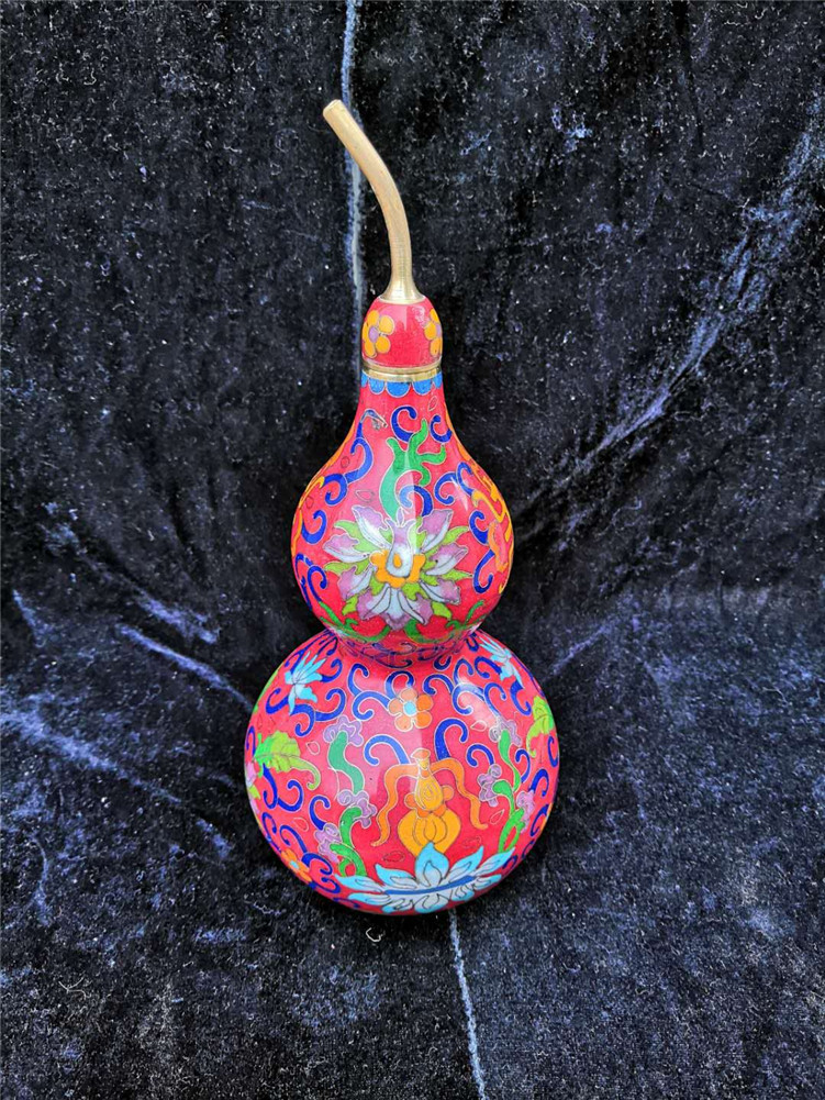 烨轩铜胎手工掐丝葫芦黄铜葫芦景泰蓝葫芦花纹葫芦工艺品礼品摆件