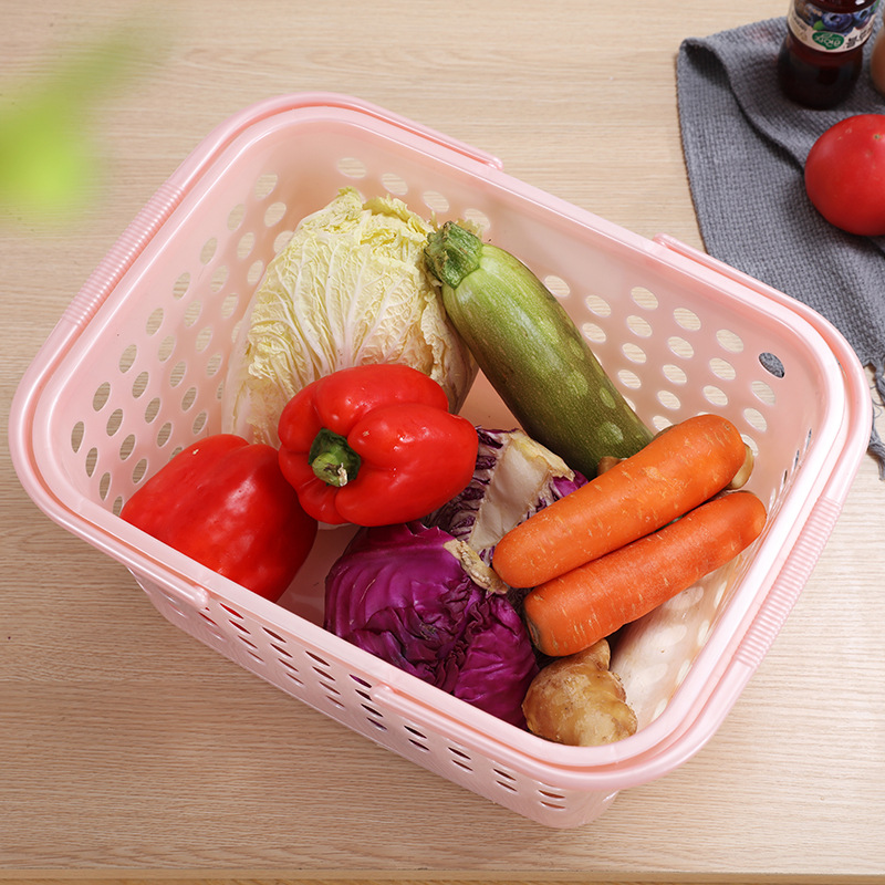 Supermarket Fashion Convenient Hollow Shopping Basket Fruit Toy Storage Plastic Portable Vegetable Basket Large Size 0720