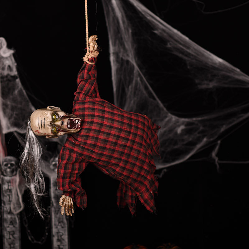 万圣节吊鬼惨叫吊死鬼鬼节密室鬼屋酒吧恐怖装饰道具发光发声骷髅